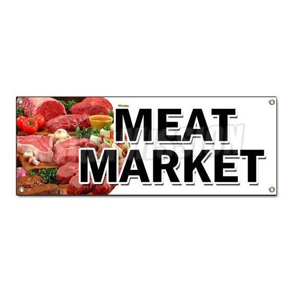 Signmission MEAT MARKET BANNER SIGN butcher gourmet usda prime pork chicken corn B-Meat Market - main